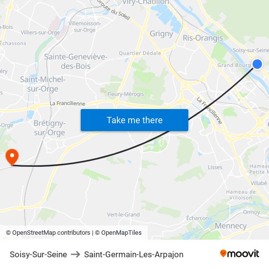 Soisy-Sur-Seine to Saint-Germain-Les-Arpajon map