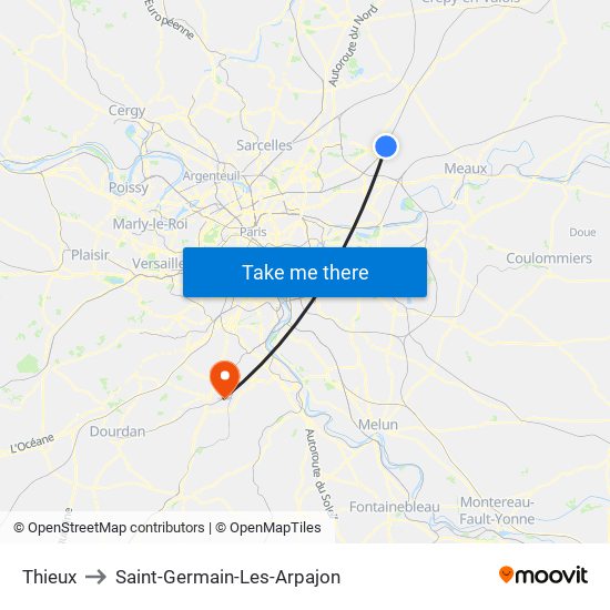 Thieux to Saint-Germain-Les-Arpajon map