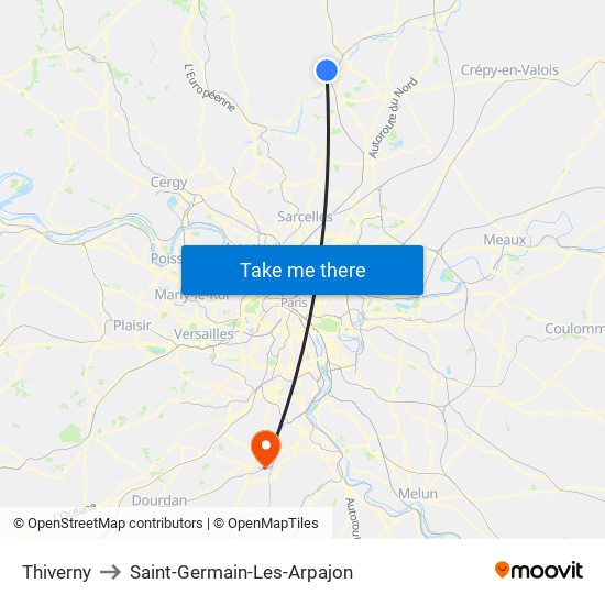Thiverny to Saint-Germain-Les-Arpajon map