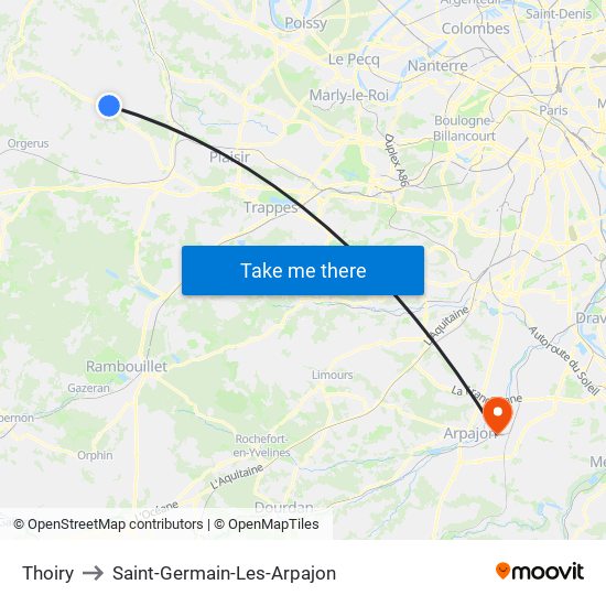 Thoiry to Saint-Germain-Les-Arpajon map