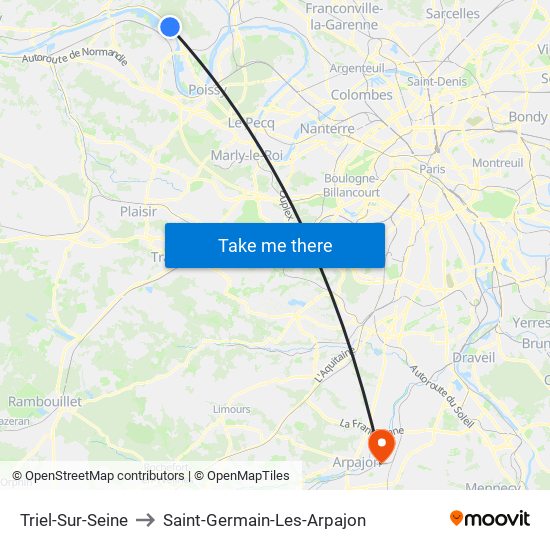 Triel-Sur-Seine to Saint-Germain-Les-Arpajon map