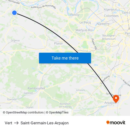 Vert to Saint-Germain-Les-Arpajon map