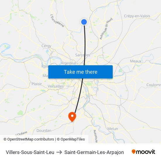 Villers-Sous-Saint-Leu to Saint-Germain-Les-Arpajon map