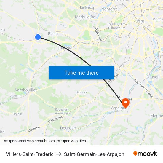 Villiers-Saint-Frederic to Saint-Germain-Les-Arpajon map