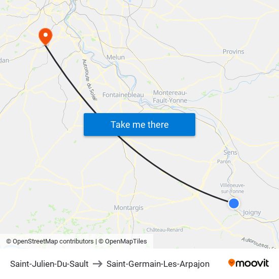 Saint-Julien-Du-Sault to Saint-Germain-Les-Arpajon map