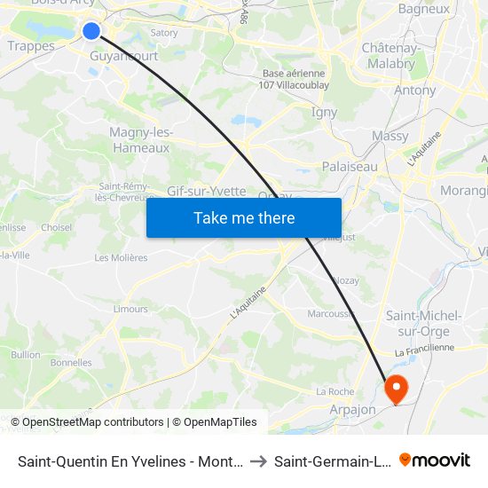 Saint-Quentin En Yvelines - Montigny-Le-Bretonneux to Saint-Germain-Les-Arpajon map