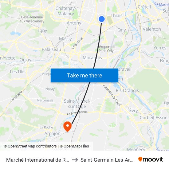 Marché International de Rungis to Saint-Germain-Les-Arpajon map