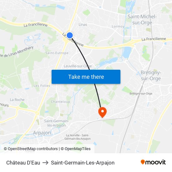Château D'Eau to Saint-Germain-Les-Arpajon map