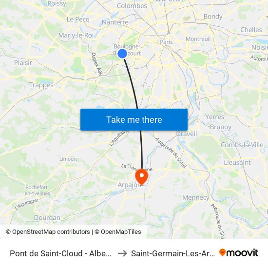 Pont de Saint-Cloud - Albert Kahn to Saint-Germain-Les-Arpajon map