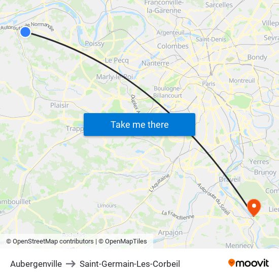 Aubergenville to Saint-Germain-Les-Corbeil map