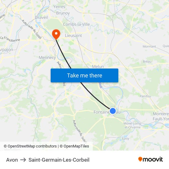 Avon to Saint-Germain-Les-Corbeil map