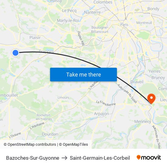 Bazoches-Sur-Guyonne to Saint-Germain-Les-Corbeil map