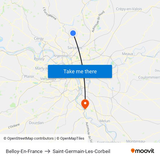 Belloy-En-France to Saint-Germain-Les-Corbeil map