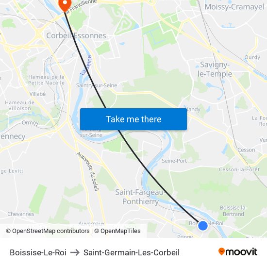 Boissise-Le-Roi to Saint-Germain-Les-Corbeil map