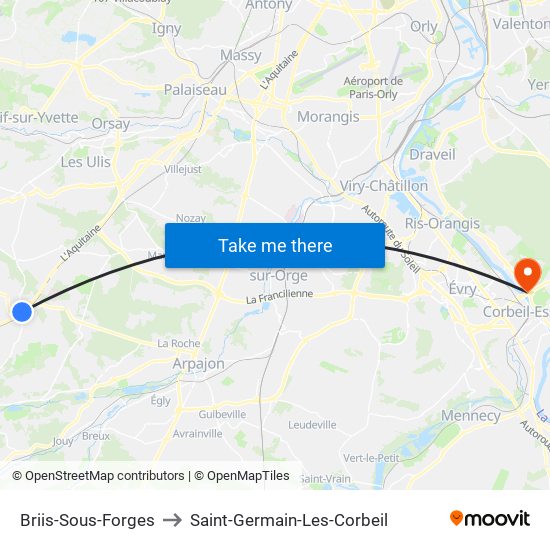 Briis-Sous-Forges to Saint-Germain-Les-Corbeil map