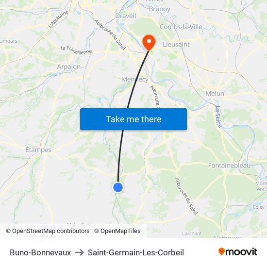 Buno-Bonnevaux to Saint-Germain-Les-Corbeil map