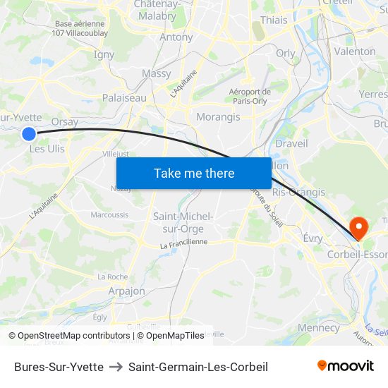 Bures-Sur-Yvette to Saint-Germain-Les-Corbeil map