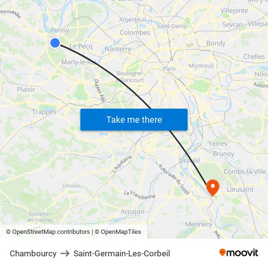 Chambourcy to Saint-Germain-Les-Corbeil map