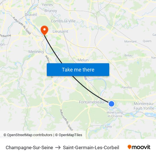 Champagne-Sur-Seine to Saint-Germain-Les-Corbeil map