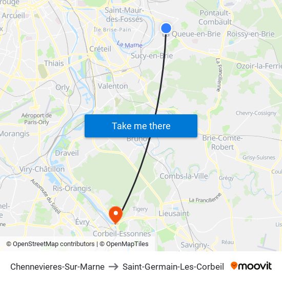 Chennevieres-Sur-Marne to Saint-Germain-Les-Corbeil map