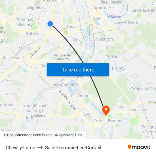 Chevilly-Larue to Saint-Germain-Les-Corbeil map