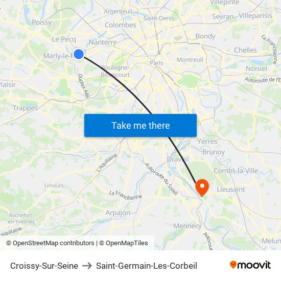 Croissy-Sur-Seine to Saint-Germain-Les-Corbeil map