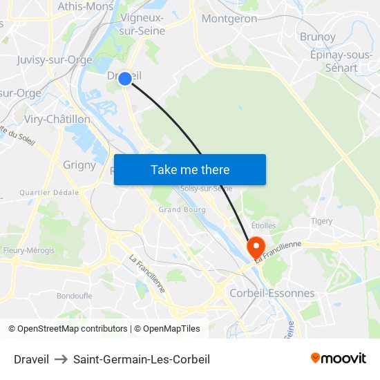 Draveil to Saint-Germain-Les-Corbeil map