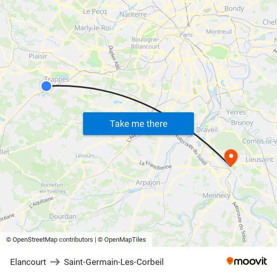 Elancourt to Saint-Germain-Les-Corbeil map