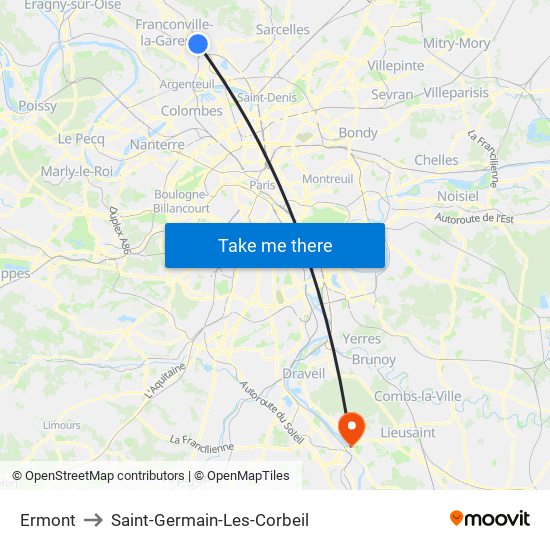 Ermont to Saint-Germain-Les-Corbeil map