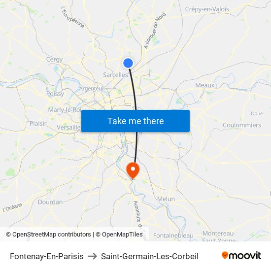 Fontenay-En-Parisis to Saint-Germain-Les-Corbeil map