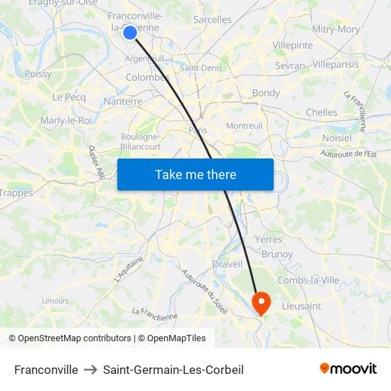 Franconville to Saint-Germain-Les-Corbeil map