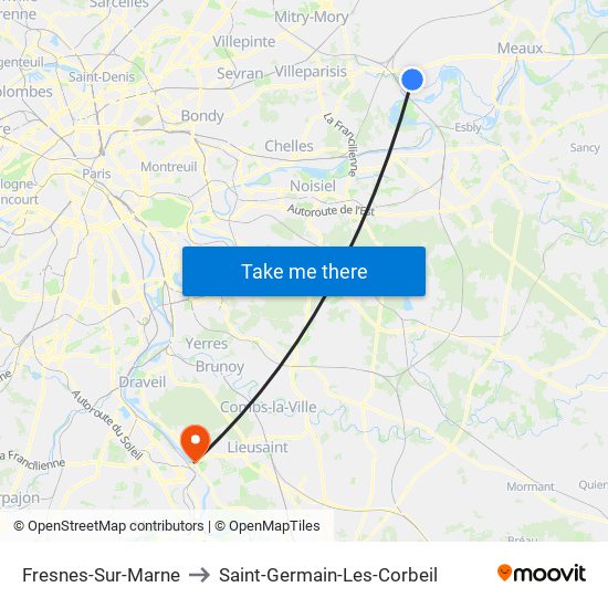 Fresnes-Sur-Marne to Saint-Germain-Les-Corbeil map
