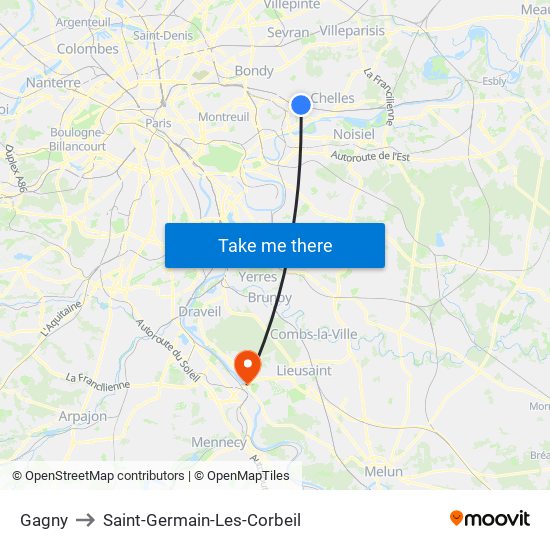 Gagny to Saint-Germain-Les-Corbeil map