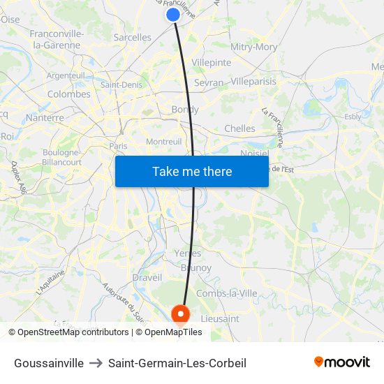 Goussainville to Saint-Germain-Les-Corbeil map