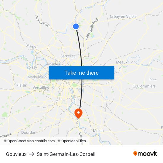 Gouvieux to Saint-Germain-Les-Corbeil map