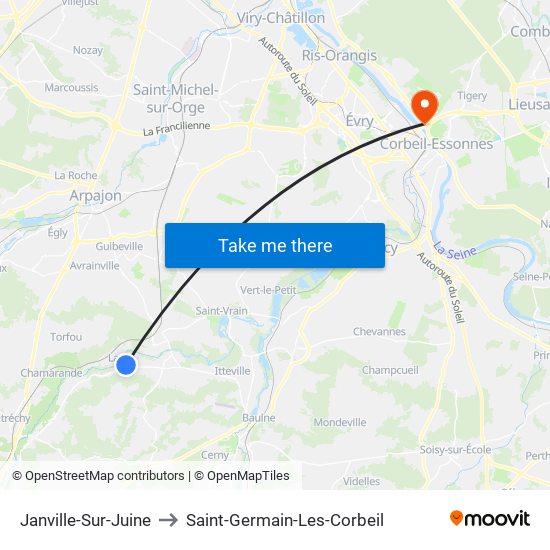 Janville-Sur-Juine to Saint-Germain-Les-Corbeil map