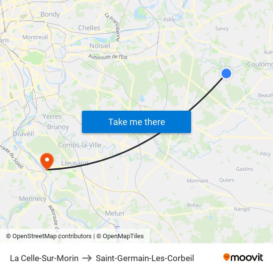 La Celle-Sur-Morin to Saint-Germain-Les-Corbeil map