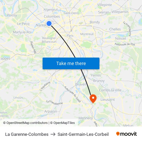 La Garenne-Colombes to Saint-Germain-Les-Corbeil map