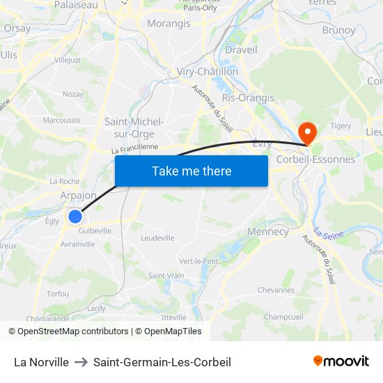 La Norville to Saint-Germain-Les-Corbeil map