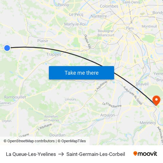 La Queue-Les-Yvelines to Saint-Germain-Les-Corbeil map