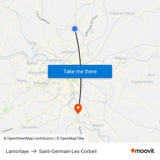 Lamorlaye to Saint-Germain-Les-Corbeil map