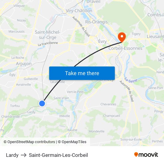 Lardy to Saint-Germain-Les-Corbeil map