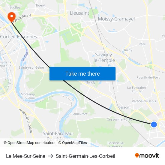Le Mee-Sur-Seine to Saint-Germain-Les-Corbeil map