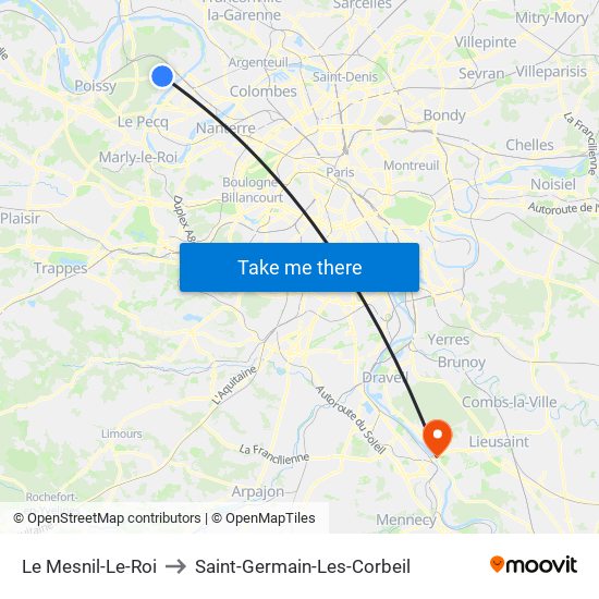 Le Mesnil-Le-Roi to Saint-Germain-Les-Corbeil map