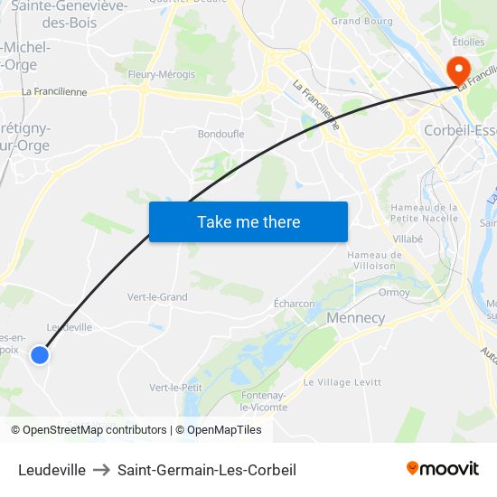 Leudeville to Saint-Germain-Les-Corbeil map