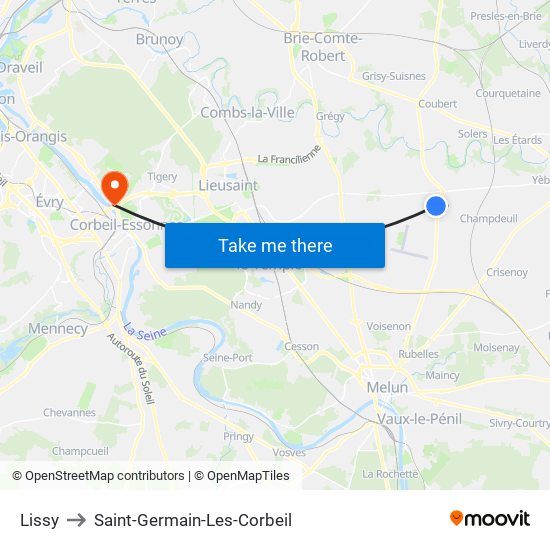 Lissy to Saint-Germain-Les-Corbeil map