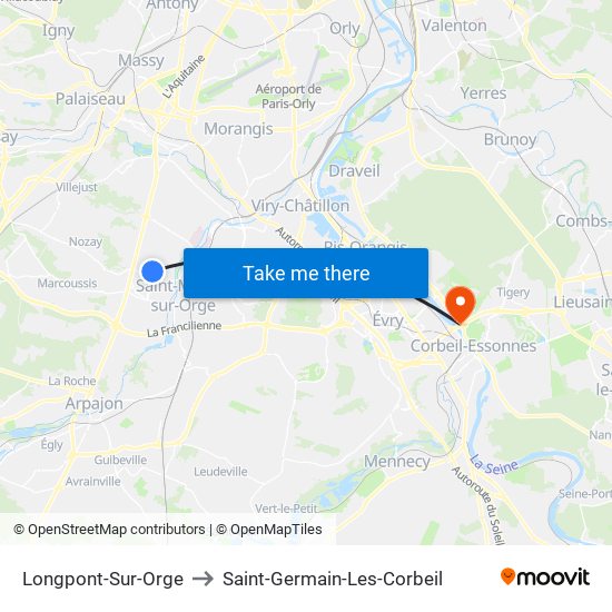 Longpont-Sur-Orge to Saint-Germain-Les-Corbeil map