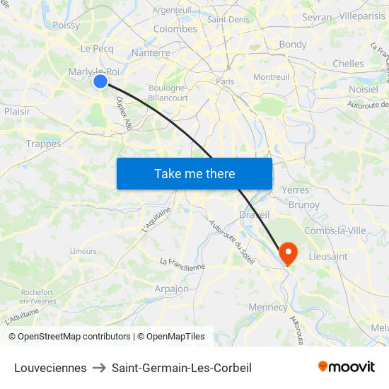 Louveciennes to Saint-Germain-Les-Corbeil map