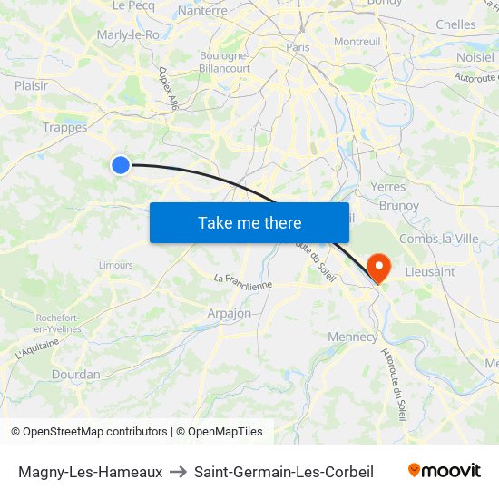 Magny-Les-Hameaux to Saint-Germain-Les-Corbeil map