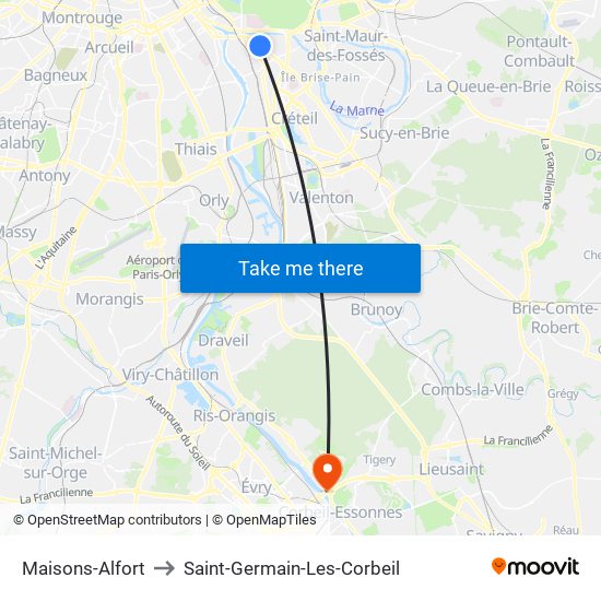 Maisons-Alfort to Saint-Germain-Les-Corbeil map